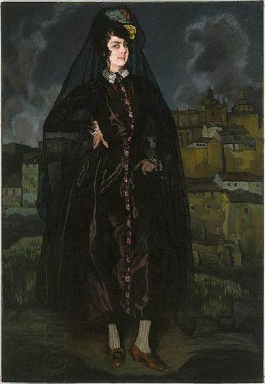 Ignacio Zuloaga y Zabaleta Portrait of Anita Ramxrez in Black oil painting picture